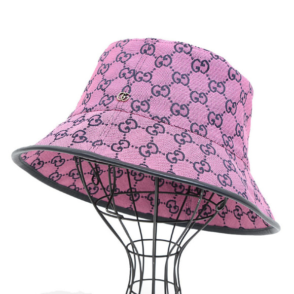 Gucci GG Pattern Fedora Hat Bucket Pink/Black 656573 L/59 size - Picture 7 of 7